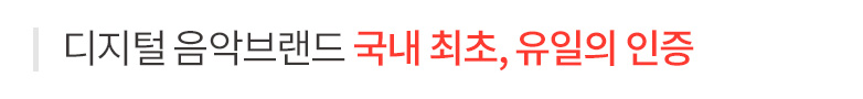 디지털 음악브랜드 국내 최초, 유일의 인증